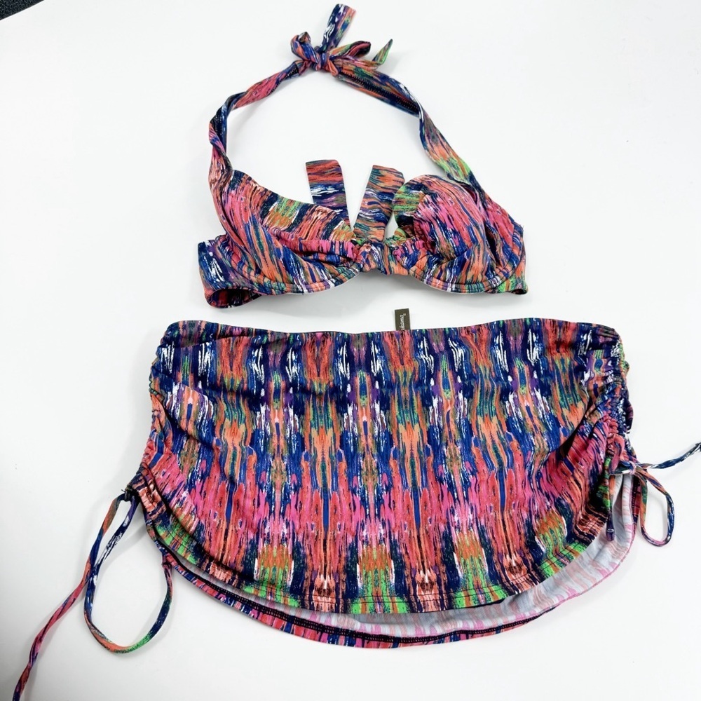 Tommy Bahama Multicolor Ikat Halter Bikini with Skirted Bottom